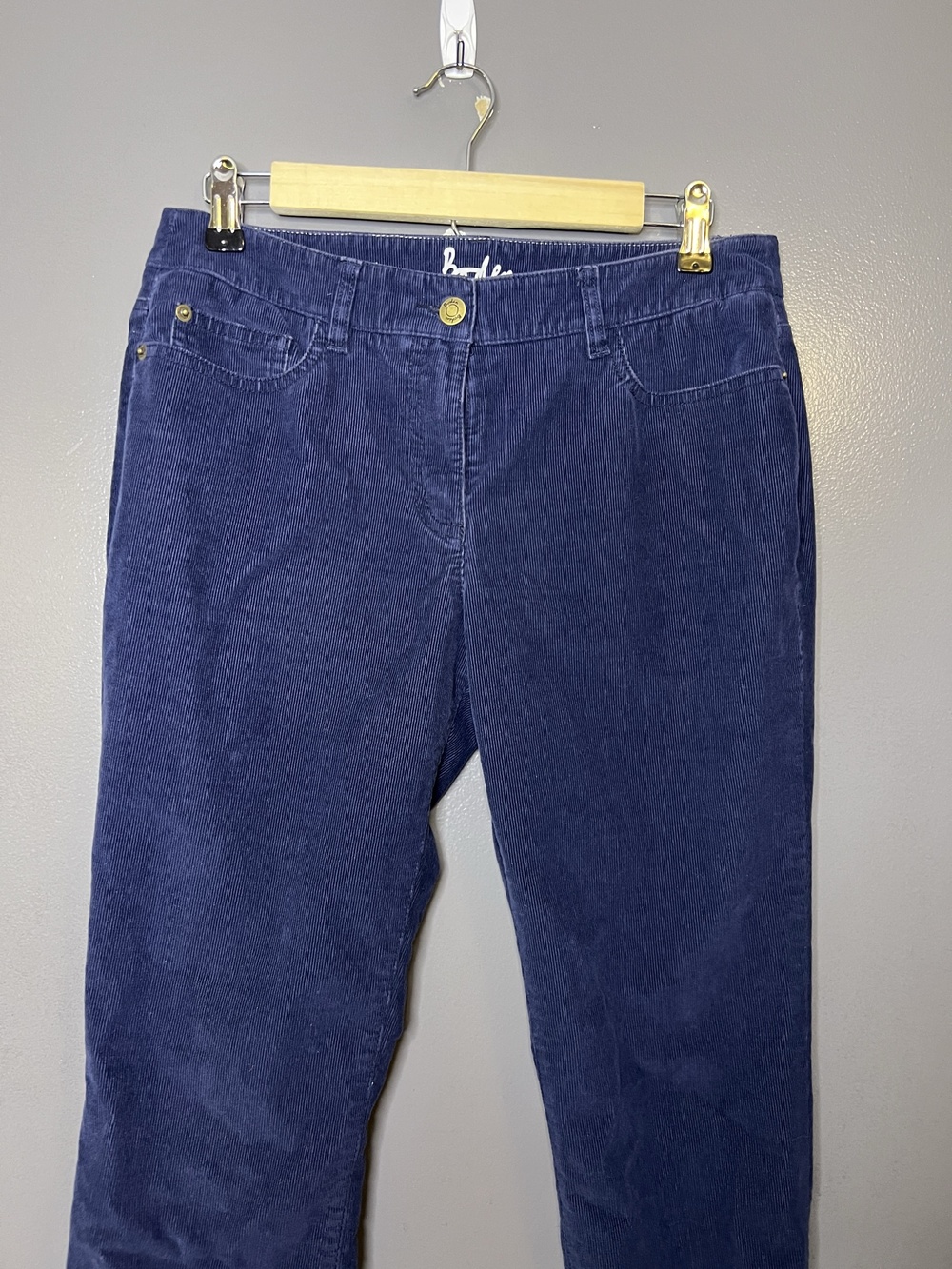 Boden Pants Womens 8 Tall Blue Corduroy Skinny Slim Stretch Chino Pockets Casual